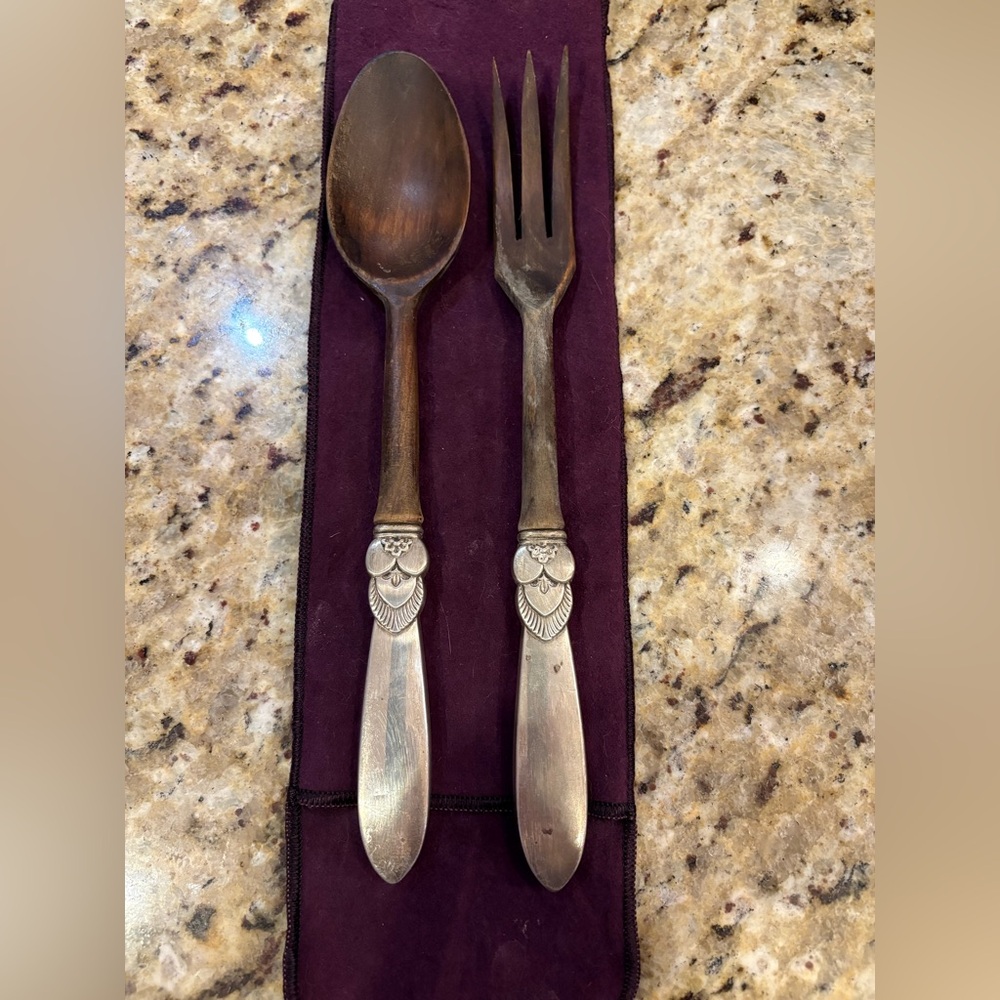 Vintage Sterling Spoon and Fork Salad Serving Set